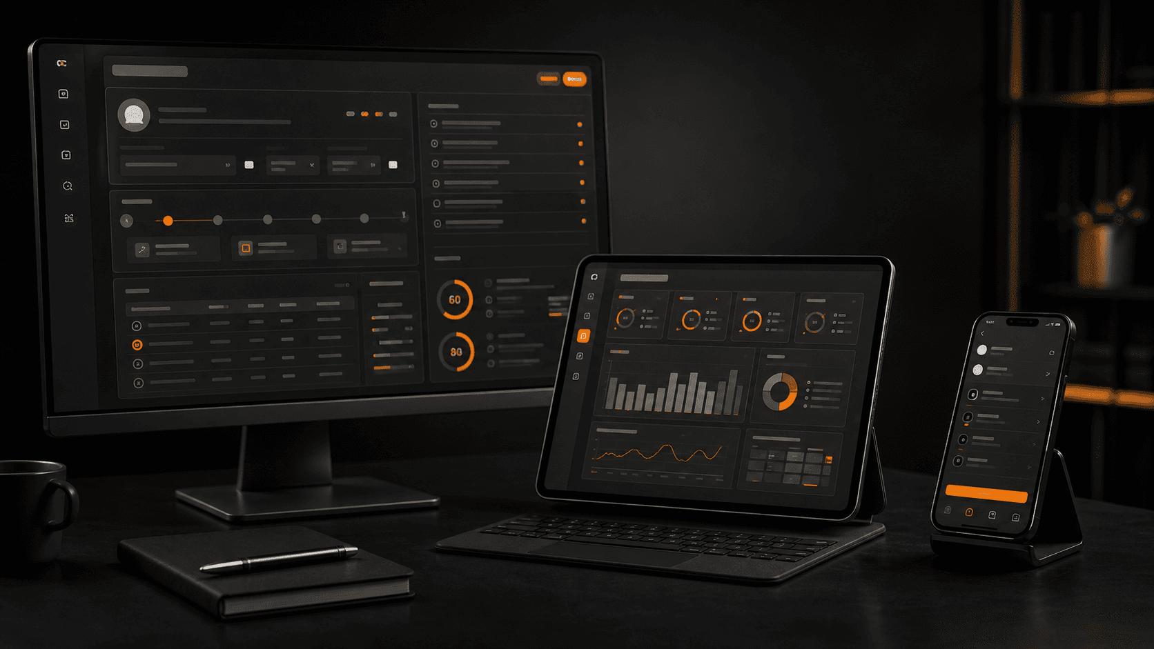 Post-market evidence platform shown across desktop, tablet, and mobile devices