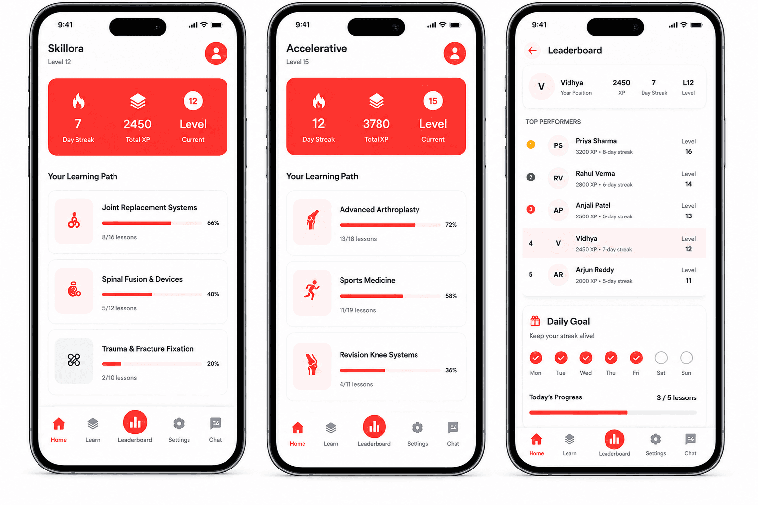 Skillora mobile microlearning and leaderboard interface