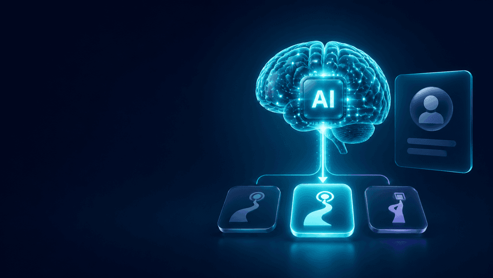 AI brain choosing the next best action for HCP engagement from three pharma channel options